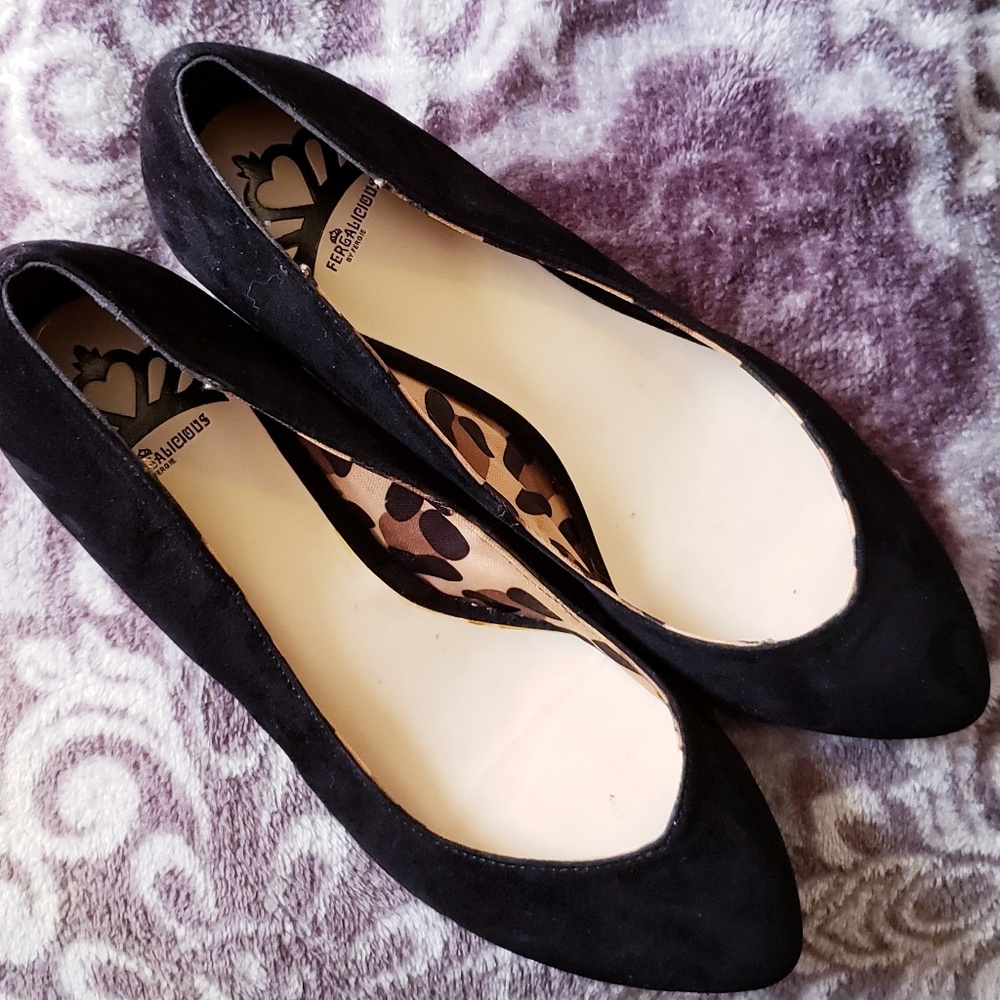 Fergalicious brand, suede wedge slip ons. Size 7